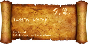 Iván Márk névjegykártya